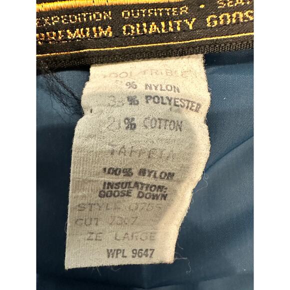 Vtg Eddie Bauer Goose Down Jacket Coat Snaps Puffer Snaps Chambray Blue Shacket - Picture 13 of 14